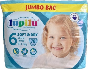 PIELUCHY PAMPERSY LUPILU 6 EXTRA LARGE 78 SZT JUMBO BAG