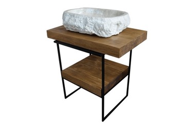 SZAFKA POD UMYWALKĘ LOFT Z PÓŁKĄ 80 CM LITE DREWNO