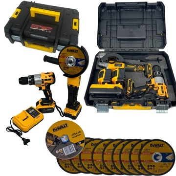 ZESTAW NARZĘDZI AKU 48V WKRĘTARKA SZLIFIERKA 2x5Ah + 10 TARCZ DEWALT
