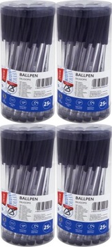 Długopis biurowy MemoBe 1mm 25szt czarny x4