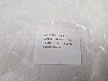CITROEN DS4 1 I SVĚTLO PRAVÝ ZADNÍ W KRYT PRAVÁ 9670272680