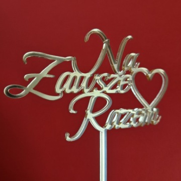 Топпер для торта Forever Together сердце золотое зеркало