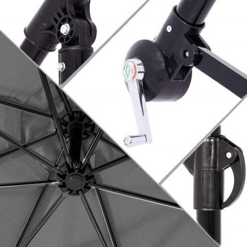 САДОВЫЙ ЗОНТ С РУЧКОЙ, СКЛАДНОЙ, РЕГУЛИРУЕМЫЙ, С ГРАФИТОВОЙ КРЫШКОЙ, 350 см