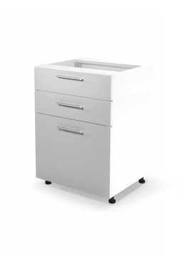 BELLA D3S-60/82 szafka dolna z szufladami, Hettich front: biały połysk
