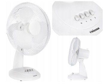 Mocny WIATRAK WENTYLATOR biurkowy CICHY 30cm OSCYLACJA + KĄT NACHYLENIA