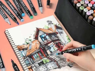 МАРКЕРЫ, ТРИПСЫ, АЛКОГОЛЬНЫЕ РУЧКИ, ДВУХСТОРОННИЕ, ПРОФЕССИОНАЛЬНЫЙ НАБОР 80х80ШТ + СУМКА