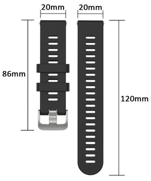 Pasek 20mm UNIWERSALNY do Zegarka Smartwatch SAMSUNG HUAWEI XIAOMI Czarny