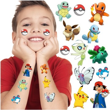 TATUAŻE DLA DZIECI POKEMONY TYMCZASOWE ZMYWALNE