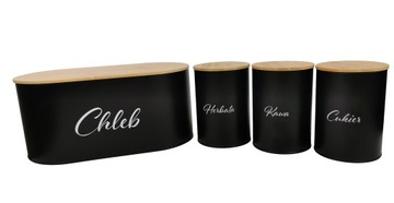 НАБОР ХЛЕБА КОНТЕЙНЕР ДЛЯ ХЛЕБА КОФЕ САХАР ЧАЙ БАМБУКОВАЯ ДОСКА WZ01