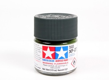 MODELARSKA FARBA AKRYLOWA ZIELONA MATOWA TAMIYA 10ml XF-27 BLACK GREEN (M)