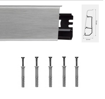 Arbiton Indo Listwa Aluminium Jasny 7cm + kołki