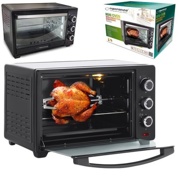 ЭЛЕКТРИЧЕСКАЯ ДУХОВКА С КОНВЕКЦИОННЫМ ДОЖДЕМ И РЕШЕТКОЙ ТЕРМОСТАТ 10 Л