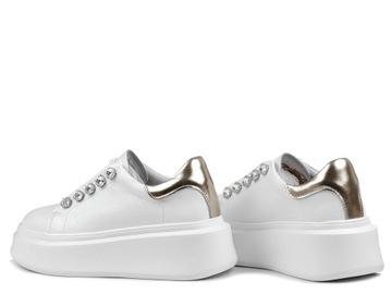Buty sneakersy damskie creepersy białe na platformie skórzane DiA LR628 36