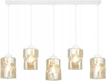 LAMPA WISZĄCA ŻYRANDOL LISTWA 5 SZKLANE KLOSZE SUFITOWA LED AURA MIODOWY