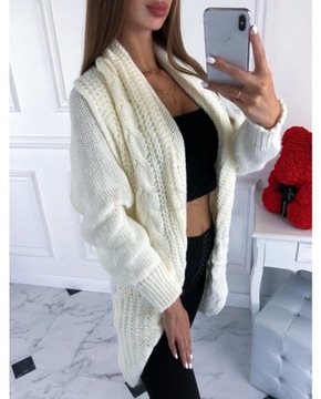 CIEPŁY KARDIGAN NARZUTKA SWETER WARKOCZ -- KOLORY