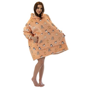 ОДЕЯЛО СВИТШОТ Толстовка с плотным одеялом Oversize на меху XXL Cats Kitts 460 GSM ДО 1,3 кг