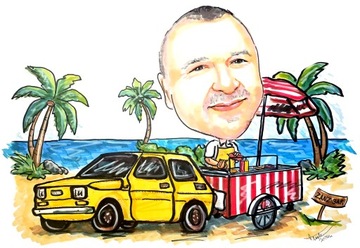 Карикатура с фото a3 - 1 человек против страданий для бесплатной годовщины свадьбы