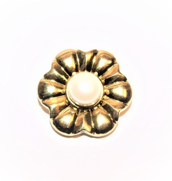 Guzik Guziki 28mm Kwiatek Złoty Gold Perła Żakiet