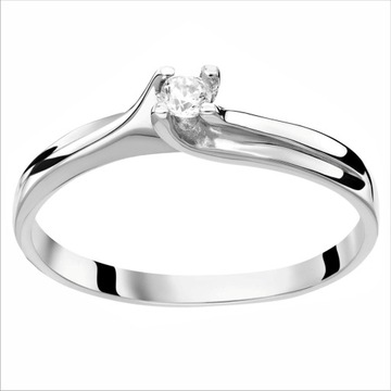 ZŁOTY PIERŚCIONEK 585 BRYLANT DIAMENT 0,06ct 24h