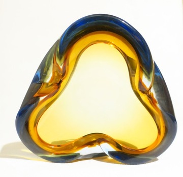 PATERA MURANO SKRĘCONA NIEBIESKO ŻÓŁTA 16 x 16 CM