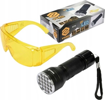 YATO LATARKA UV 21 LED TESTER KLIMATYZACJI BURSZTYNU + OKULARY