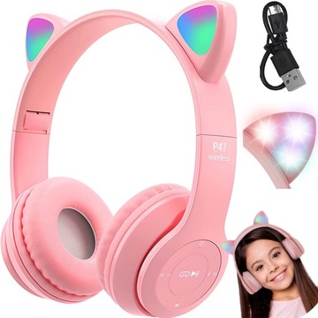 НАУШНИКИ ДЕТСКИЕ КОШАЧЬИ УШИ БЕСПРОВОДНЫЕ RGB СВЕТЯЩИЕСЯ BLUETOOTH