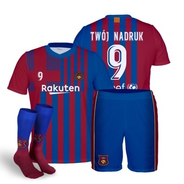 Str&oacute;j piłkarski BARCELONA 2022 NADRUK getry r. 92