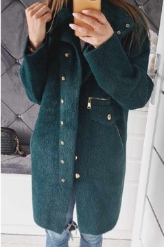 PŁASZCZ Z ALPAKI ZE STÓJKĄ NARZUTKA OVERSIZE - WEŁNA