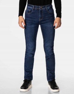 Spodnie Jeansowe Męskie Granatowe Texasy Dżinsy BIG MORE JEANS N23 W34 L32