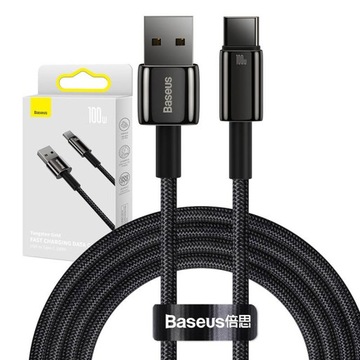 BASEUS MOCNY KABEL PRZEWÓD W OPLOCIE USB DO USB-C SZYBKIE ŁADOWANIE 100W 2M