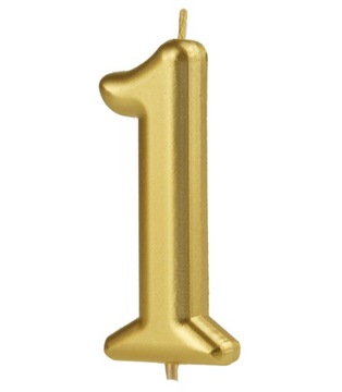 СВЕЧА ДНЯ РОЖДЕНИЯ НОМЕР 1 ОДНА ЗОЛОТАЯ 10см