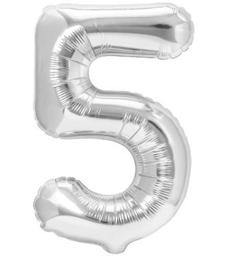 BALON FOLIOWY cyfra 5 pięć SREBRNA urodziny 100cm