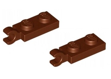 LEGO 2szt Klocek Płytka z uchwytem 1x2 Reddish brown Brązowy 63868 Nowy