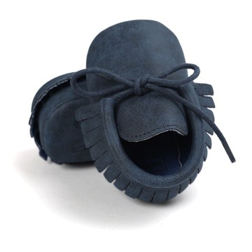 Buty buciki niechodki niemowlęce granatowe do chrztu CHRZEST 74-80 18 19