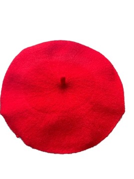 Beret z antenka damski wełniany czapka klasyczny czerwony jesień welniany