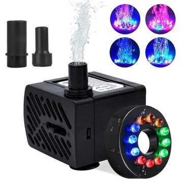 MINI POMPA WODNA Z DIODAMI LED 5W 350L/H DO OCZEK WODNYCH I FONTANN