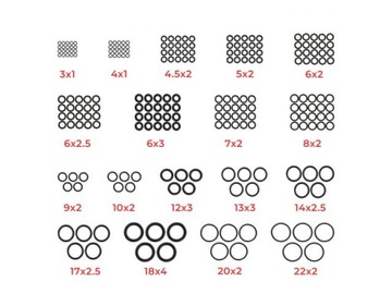 Комплект резиновых уплотнительных колец 225 шт., маслостойкая резина РЕЗИНОВЫЕ УПЛОТНЕНИЯ