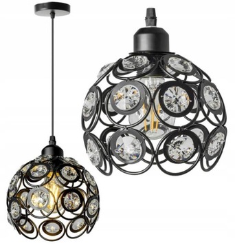 LAMPA WISZĄCA GLAMOUR KULA KRYSZTAŁOWA CZARNA APP206