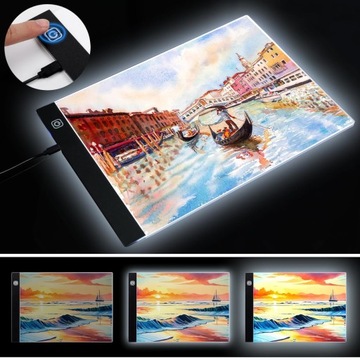 ДОСКА ДЛЯ ЧЕРТЕЖА С ПОДСВЕТКОЙ для светодиодного рисунка формата А4. РЕЖИМ ЯРКОСТИ.