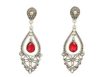 Серебряные зажимы для ушей, висящие с красным глазом