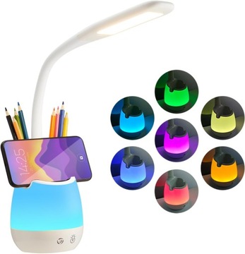 LAMPKA BIURKOWA LED Bezprzewodowa RGB ORGANIZER na Długopisy Kredki Ołówki