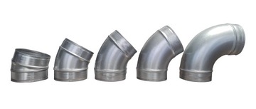 Прессованное колено 125 45 градусов, 125, спиро-оцинкованное