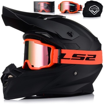 KASK MOTOCYKLOWY | VITO TIVOLI + GOGLE LS2 | OFF-ROAD ENDURO CROSS QUAD ATV