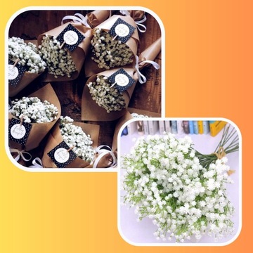 GIPSOWKA ТРАНСФЕРНЫЙ БУКЕТ ИСКУССТВЕННЫЕ ЦВЕТЫ СВАДЬБА x6