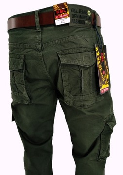 BOJÓWKI MĘSKIE SPODNIE KHAKI ZIELONE W38 98-100 CM