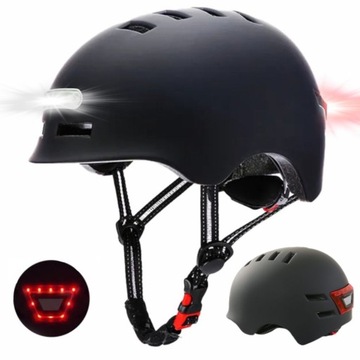 KASK OCHRONNY NA ROWER HULAJNOGĘ ROLKI 58-61cm LED
