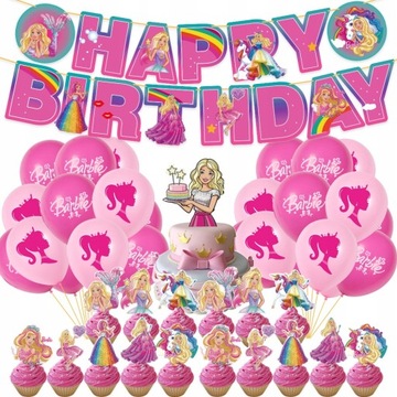 Lalka Barbie Dekoracje urodzinowe BALONY zestaw