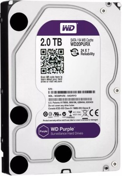 Накопитель WD Purple емкостью 2 ТБ для круглосуточной работы WD20PURX SATA III