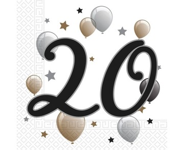 Serwetki Papierowe 20 Urodziny Rocznica Balony