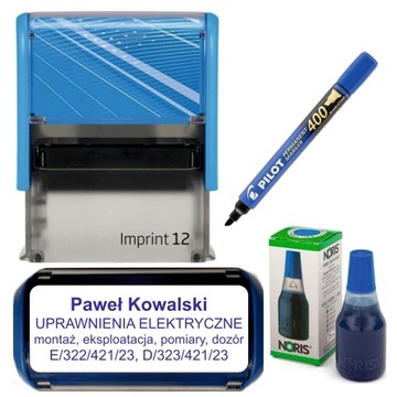 Pieczątka ELEKTRYKA UPRAWNIENIA SEP GAZ Trodat Imprint 8912 + tusz + marker
